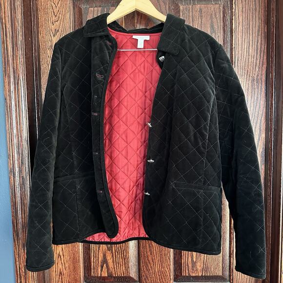 VTG Charter Club Black Quilted Velveteen Jacket Women’s L Y2K Velvet Classic - Picture 7 of 7